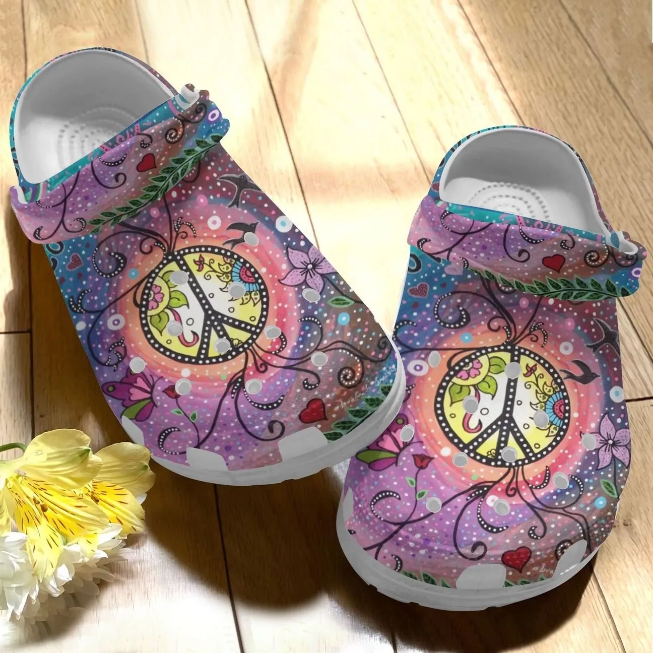 Hippie Personalize Clog Custom Crocs Fashionstyle Comfortable For Women Men Kid Print 3D Whitesole Love