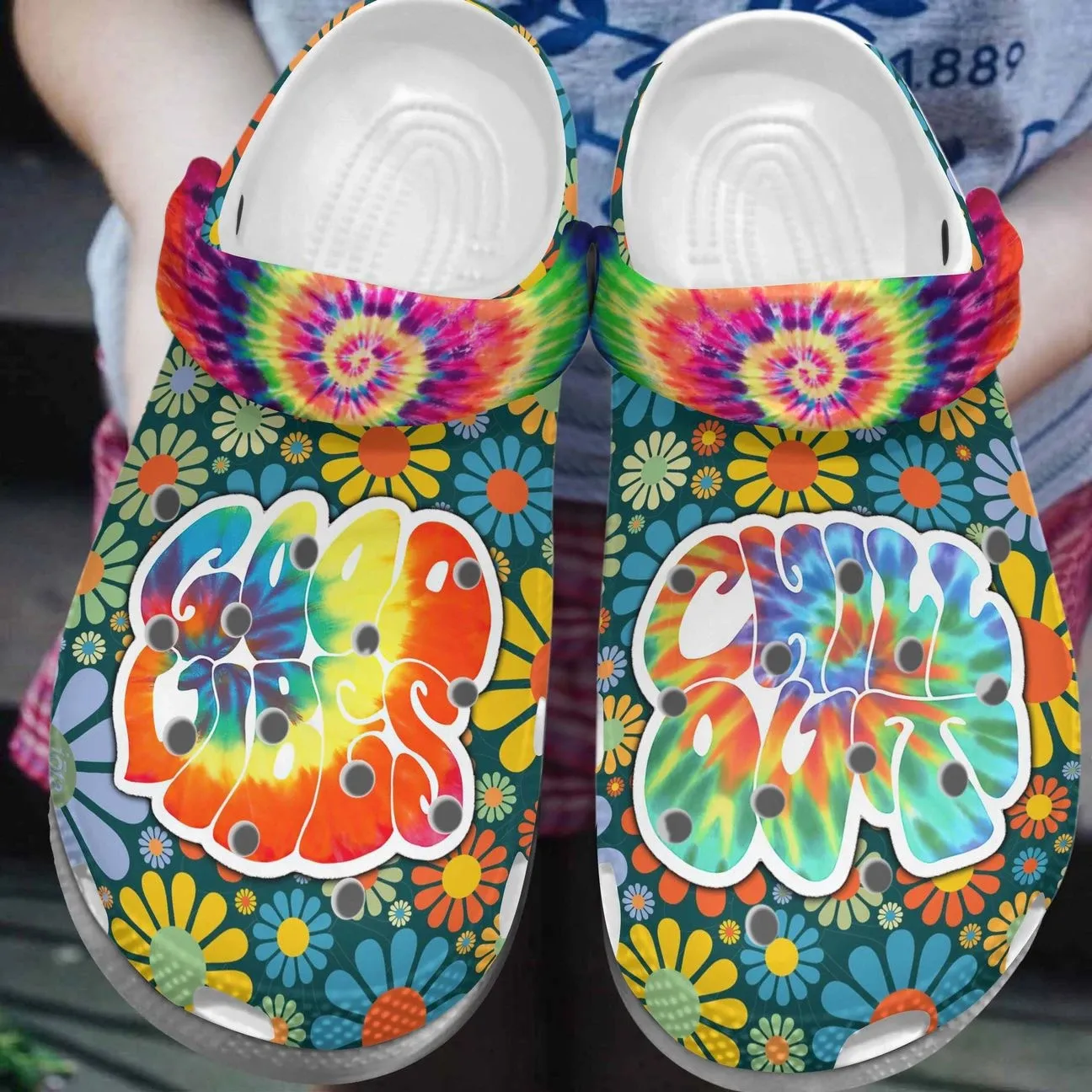 Hippie Personalized Clog Custom Crocs Comfortablefashion Style Comfortable For Women Men Kid Print 3D Good Vibes Chill Out