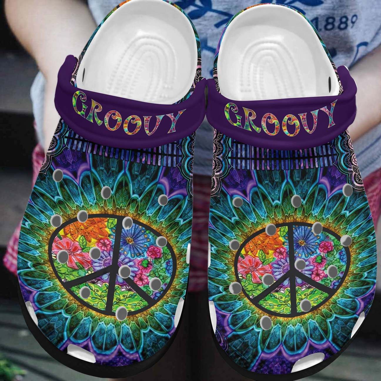 Hippie Personalized Clog Custom Crocs Comfortablefashion Style Comfortable For Women Men Kid Print 3D Groovy Hippie