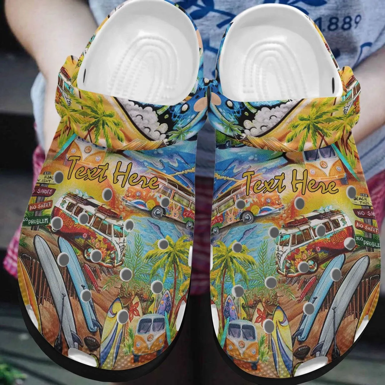 Hippie Personalized Clog Custom Crocs Comfortablefashion Style Comfortable For Women Men Kid Print 3D Hawaii Time