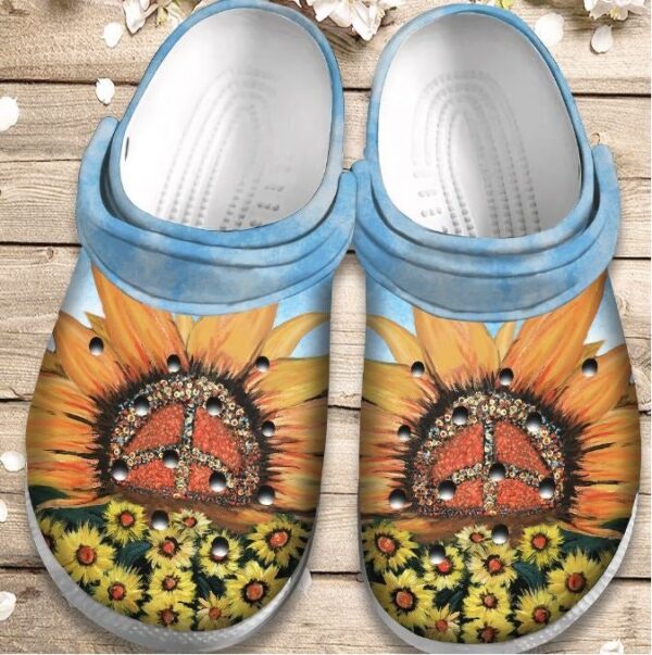 Hippie Sunflower Garden Shoes Crocs Clogs For Men Women Kids