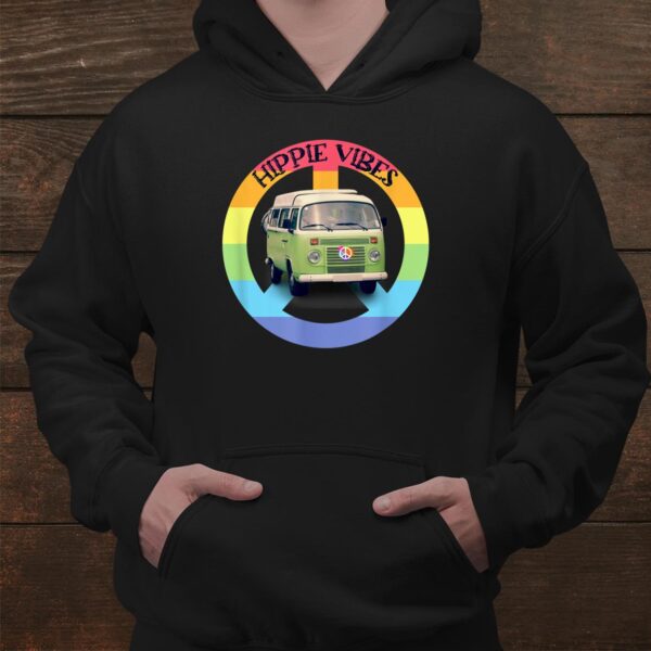 Hippie Vibes Peace Sign Rainbow Colors Hippie Van Shirt