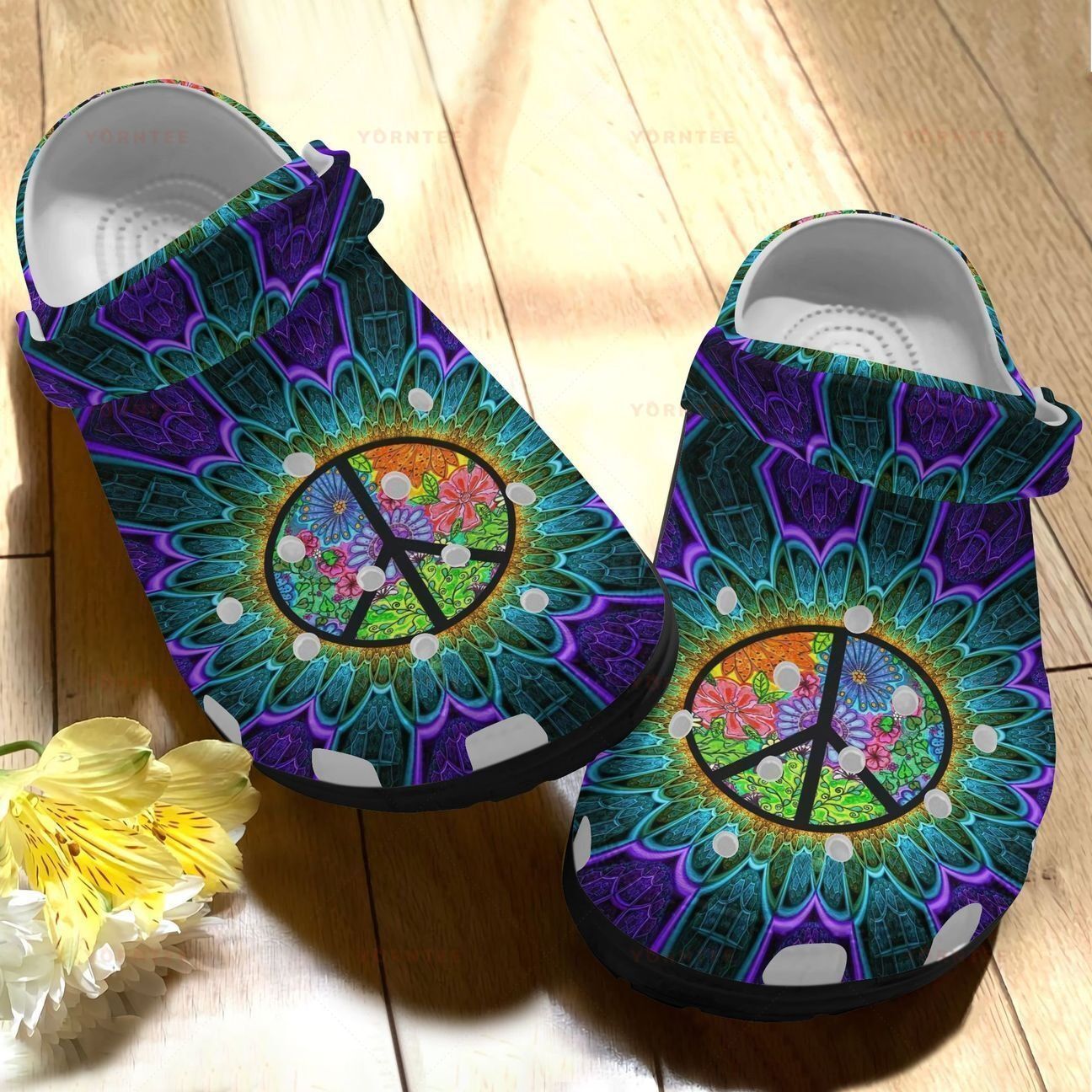 Hippy Crocs Comfortablefashion Style Comfortable For Kid Print 3D Hippie Peace For Mens And Womens