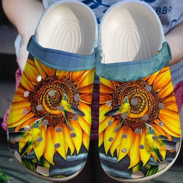 Humming Bird Sunflower To The Sun Crocs Clogs Birthday Gift For Wife