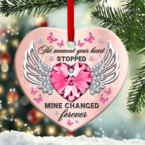 Memorial Butterfly The Moment Your Heart Stopped Mine Changed Forever Ceramic Ornament