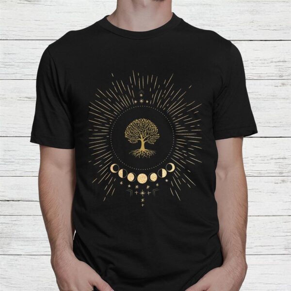 Moon Phases Hippie 60s 70s Vibe Tree Of Life Shirt