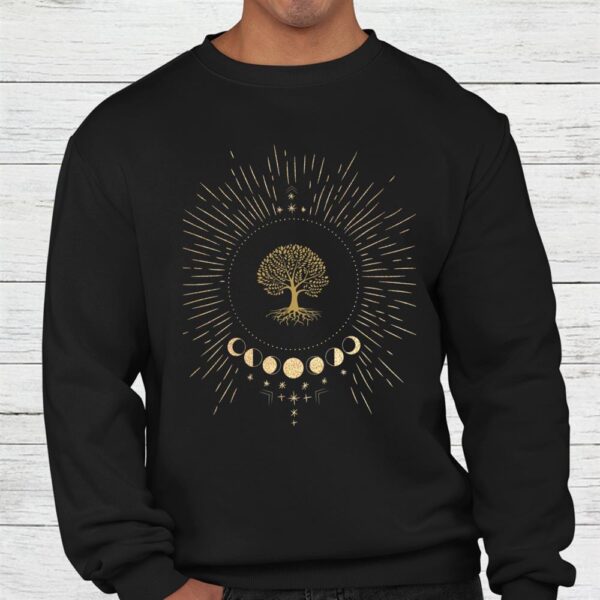 Moon Phases Hippie 60s 70s Vibe Tree Of Life Shirt