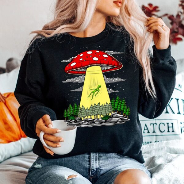 Mushroom Alien Abduction Psychedelic Space Ufo Hippie Fungi Shirt