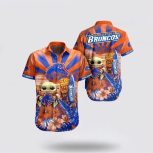 NCAA Boise State Broncos Baby Yoda Orange Blue Hawaiian Shirt