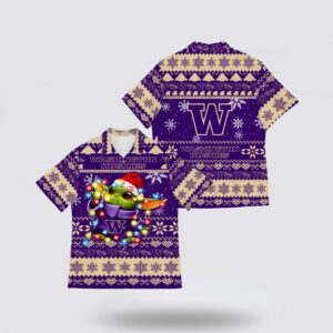 NCAA Washington Huskies Baby Yoda Christmas Hawaiian Shirt