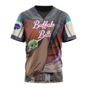 NFL Buffalo Bills Custom Name Number Mandalorian And Baby Yoda T-Shirt