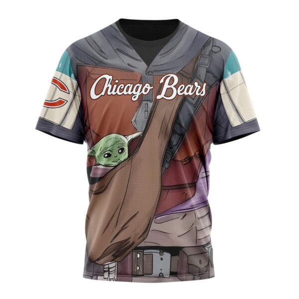 NFL Chicago Bears Custom Name Number Mandalorian And Baby Yoda T-Shirt