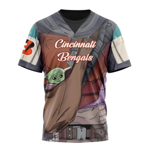 NFL Cincinnati Bengals Custom Name Number Mandalorian And Baby Yoda T-Shirt