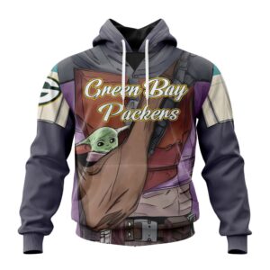 NFL Green Bay Packers Custom Name Number Mandalorian And Baby Yoda Pullover Hoodie