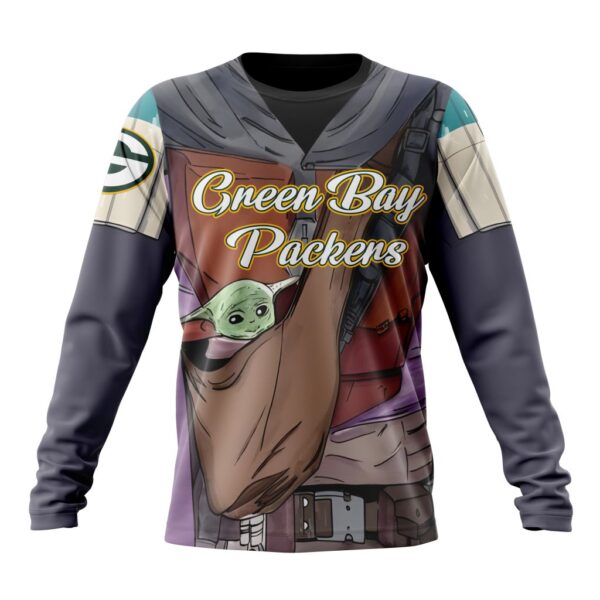 NFL Green Bay Packers Custom Name Number Mandalorian And Baby Yoda Sweatshirt