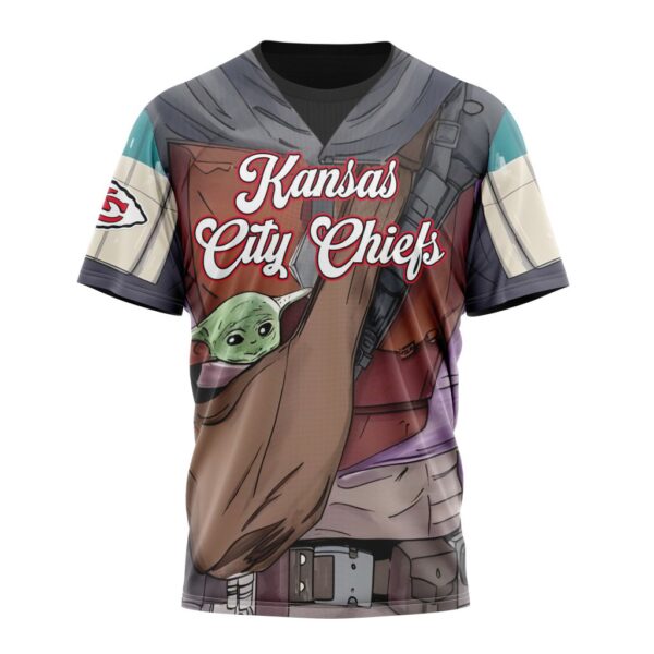 NFL Kansas City Chiefs Custom Name Number Mandalorian And Baby Yoda T-Shirt
