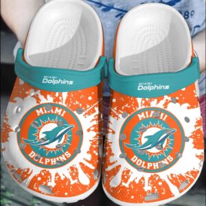 NFL Miami Dolphins Football Comfortable Clogs Crocband Shoes For Men Women