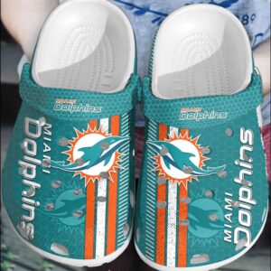 NFL Miami Dolphins Football Comfortable Shoes Clogs Crocband For Men Women