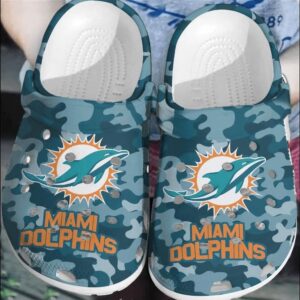 NFL Miami Dolphins Football Crocs Crocband Clogs Comfortable Shoes For Men Women