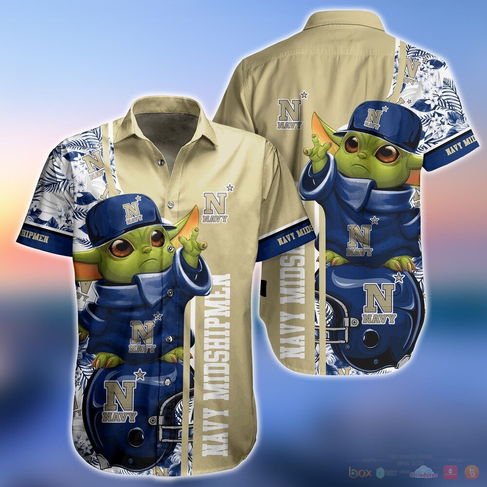 Navy Midshipmen Baby Yoda NCAA Hawaiian Shirts