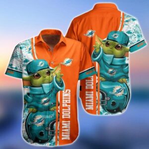 Nfl Miami Dolphins Baby Yoda Trendy Hawaiian Shirt Aloha Shirt
