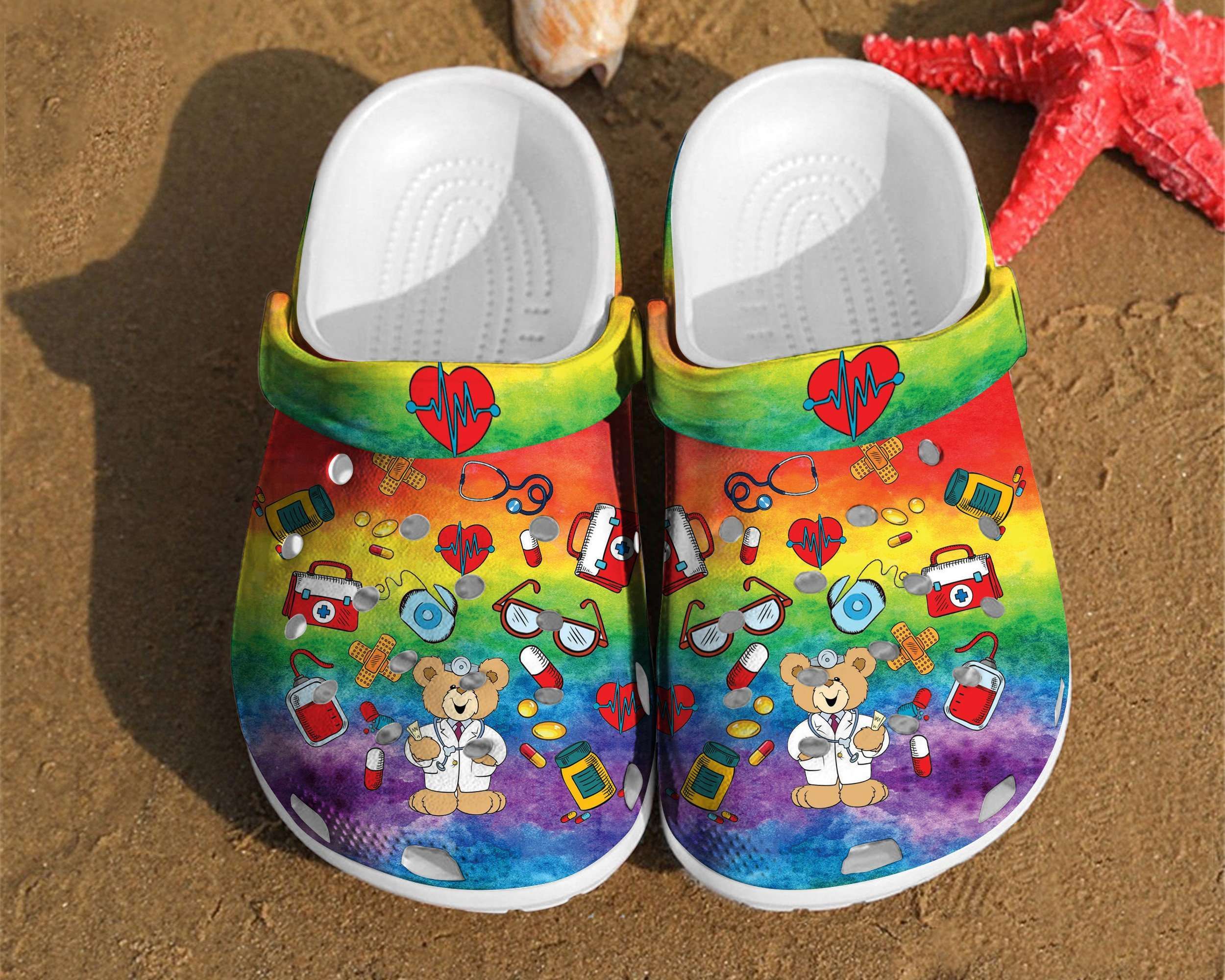Nurse Pattern Comfortable For Women Gift Hippie Life Crocs Clog Shoes