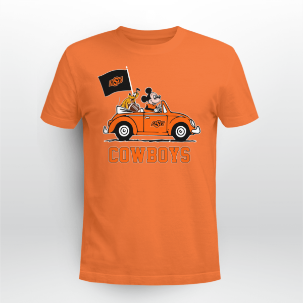 Oklahoma State Cowboys Pluto and Mickey Mouse Driving in a Car Shirt T-shirt
