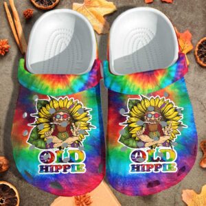 Old Men Hippie Sunflower Weed Custom Shoes