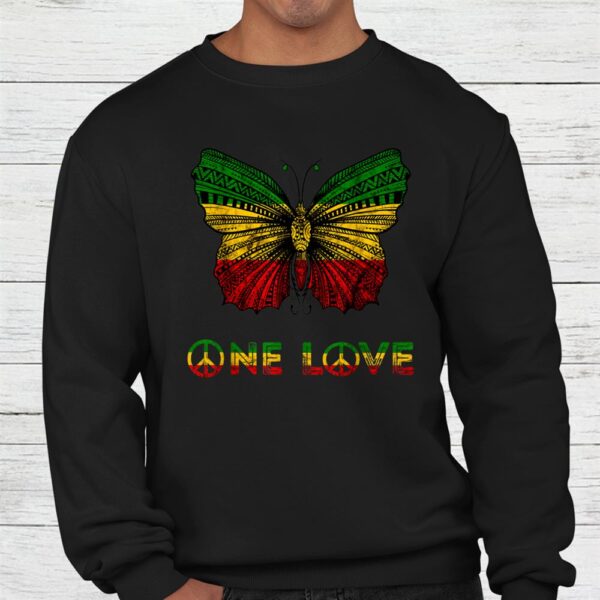One Love Rasta Butterfly Reggae Hippie Rastafari Roots Shirt