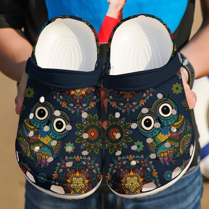 Owl Hippie Crocs Crocband Clog Comfortable For Mens Womens Classic Clog Water Shoes