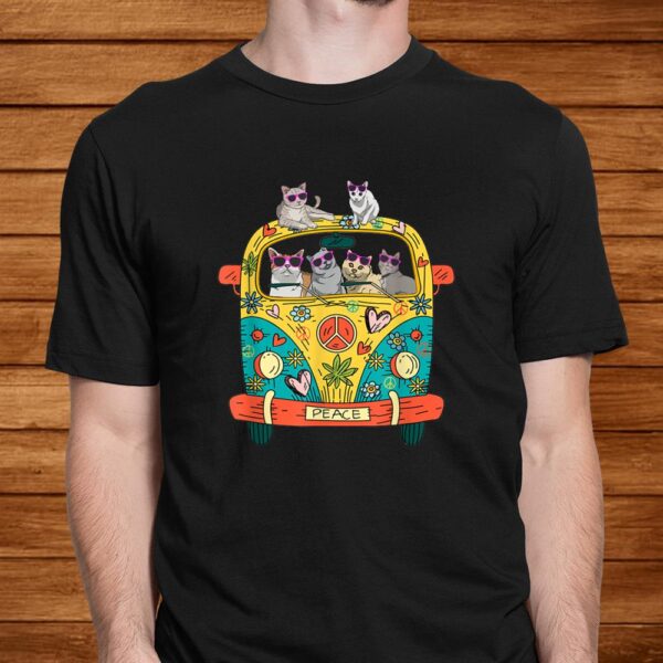 Peace Sign Hippie Van Cat Lovers Gift Idea Shirt