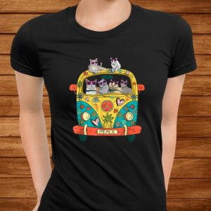 Peace Sign Hippie Van Cat Lovers Gift Idea Shirt 2