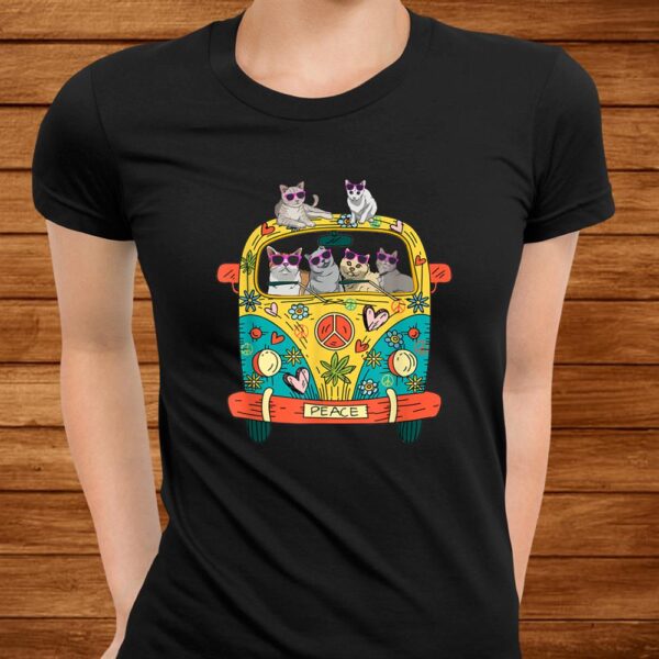 Peace Sign Hippie Van Cat Lovers Gift Idea Shirt