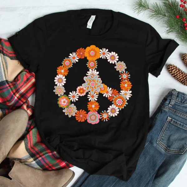 Peace Sign Love 60s 70s Costume Groovy Hippie Theme Party Shirt