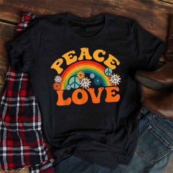 Peace Sign Love 70s 1970 Tie Dye Hippie Halloween Shirt