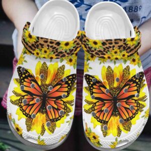 Pretty Sunflower Butterfly Croc Shoes…