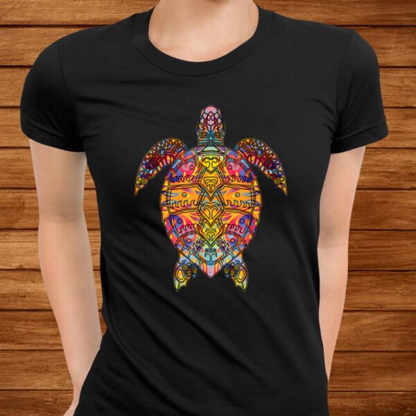 Psychedelic Hippie Sea Turtle Gift. Tribal Turtle Shirt