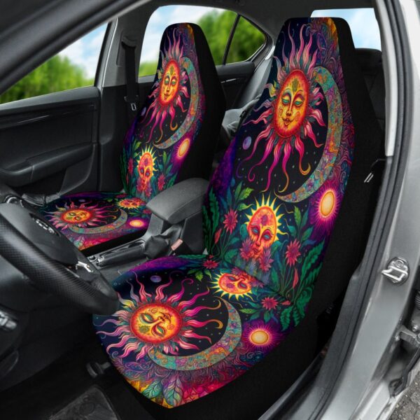 Psychedelic Sun and Moon Seat Cover