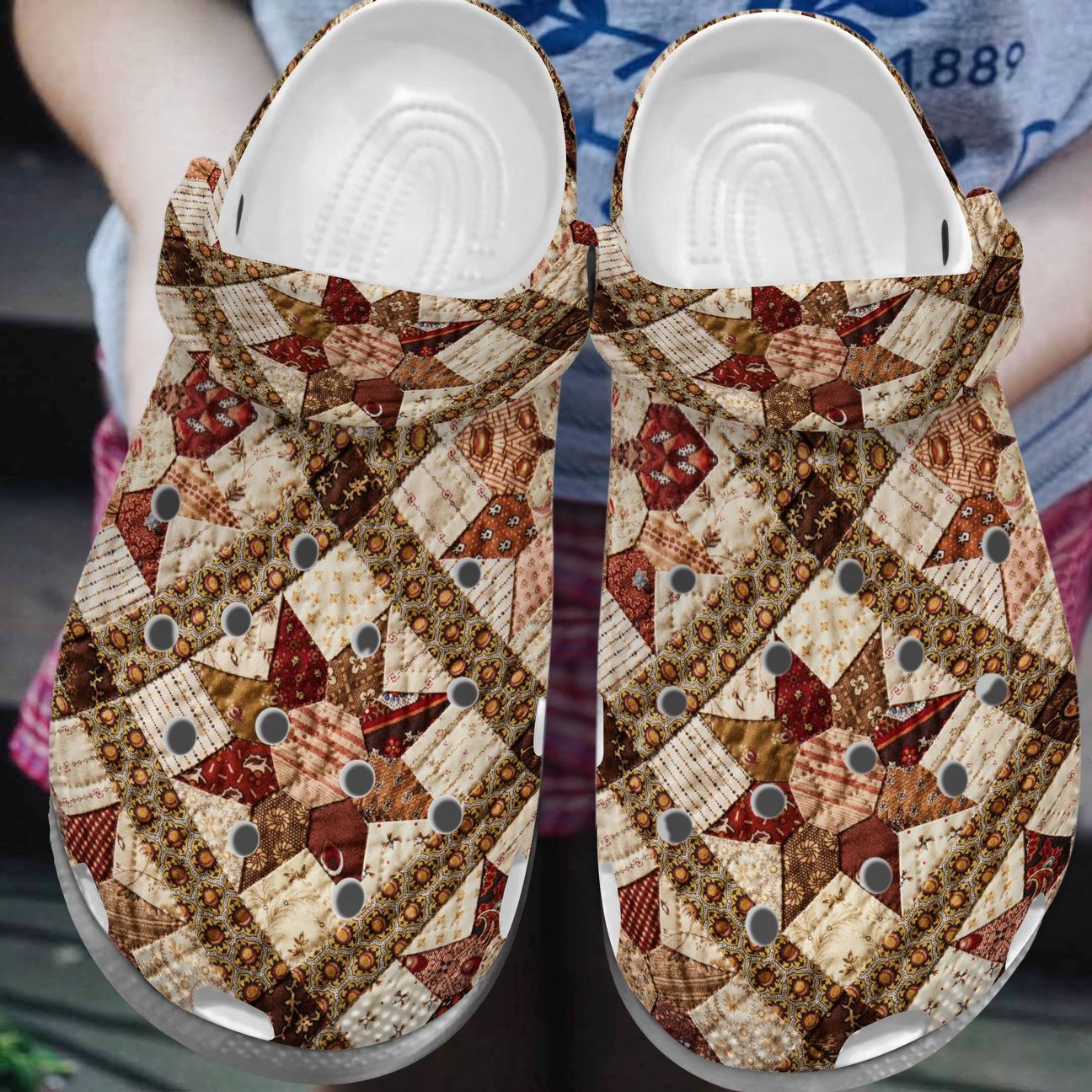 Quilting Hippie Crocs Comfortablefashion Style Comfortable For Women Men Kid Print 3D American Quilting Pattern