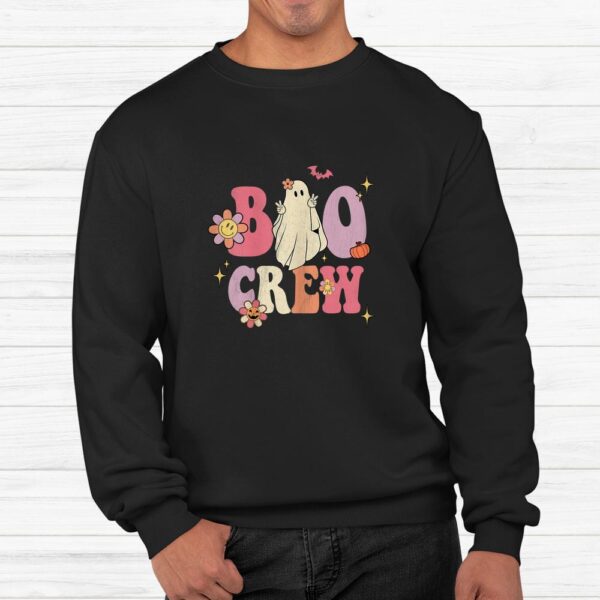 Retro Groovy Boo Crew Halloween Hippie Floral Ghost Shirt