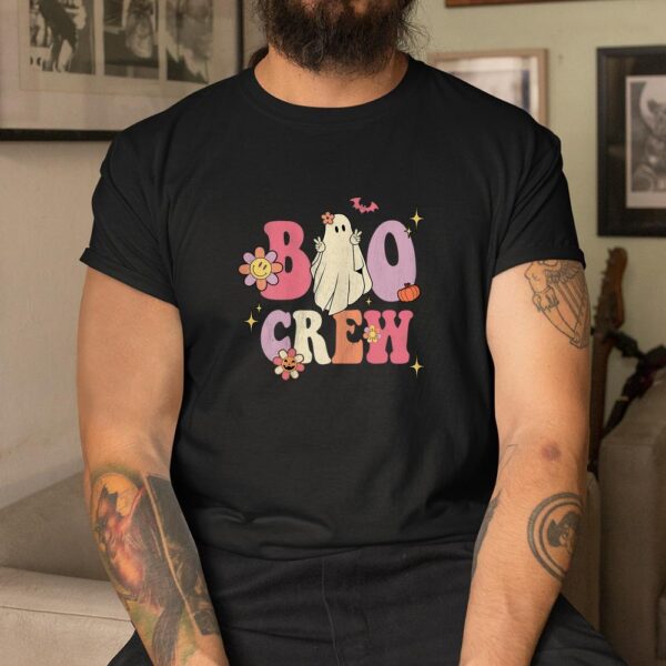 Retro Groovy Boo Crew Halloween Hippie Floral Ghost Shirt
