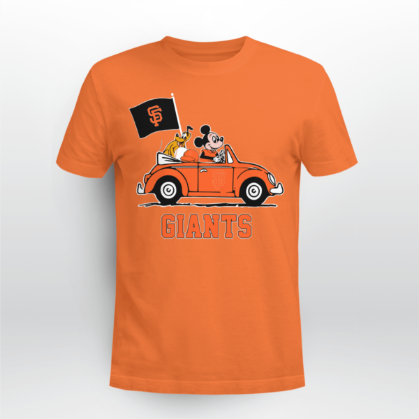 San Francisco Giants Pluto and Mickey Mouse Driving in a Car Shirt T-shirt