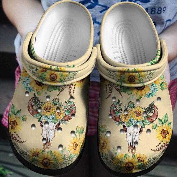 Skull Sunflower Tattoo Crocs Clogs Shoes Gift For Women Girl