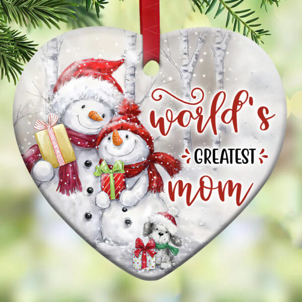 Snowman World’s Greatest Mom Ceramic Ornament