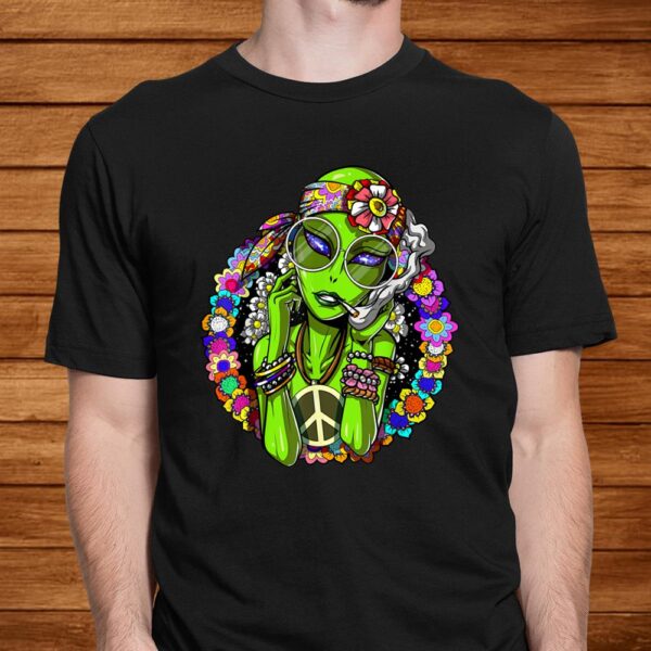 Space Alien Hippie Peace Weed Marijuana Festival Gift Shirt