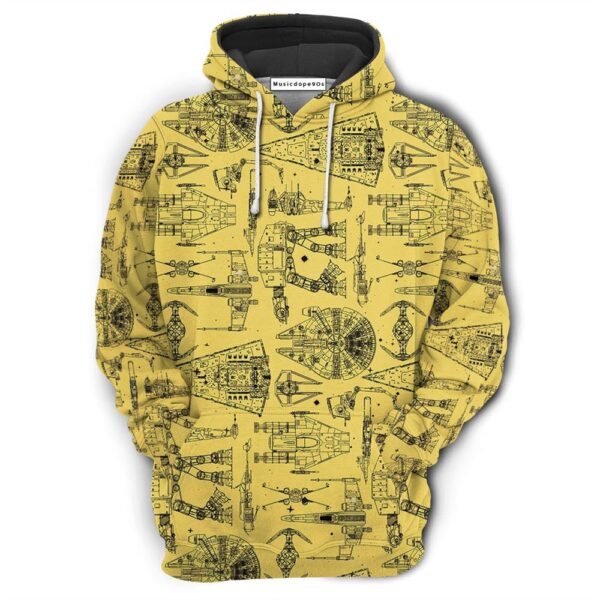 Space Ships Star Wars Yellow  Movie 3D Hoodie