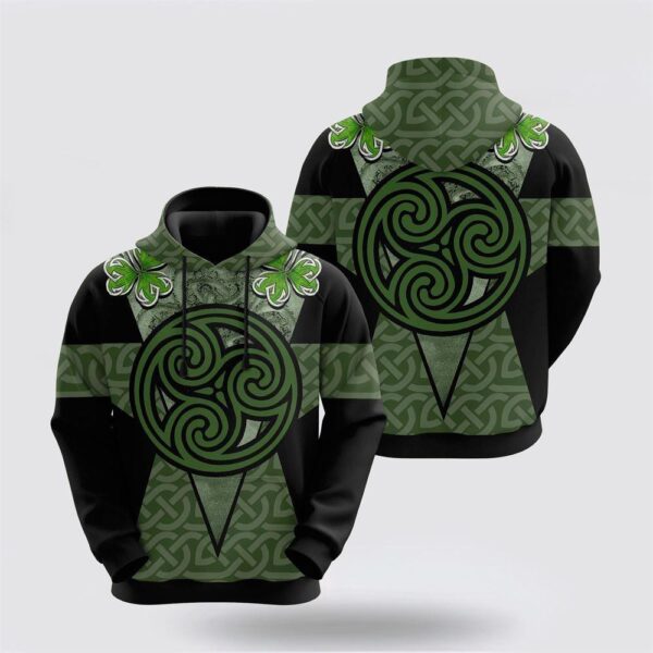 St Patrick’s Day Hoodie Celtic Spiral Irish Patrick’s Day All Over Printed Unisex Hoodie
