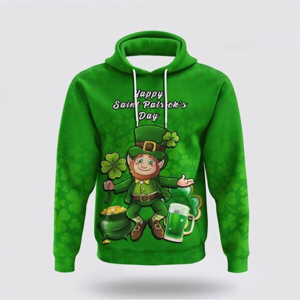 St Patrick’s Day Hoodie Customized Ireland Hoodie Saint Patricks Day Happy Leprechaun And Shamrock