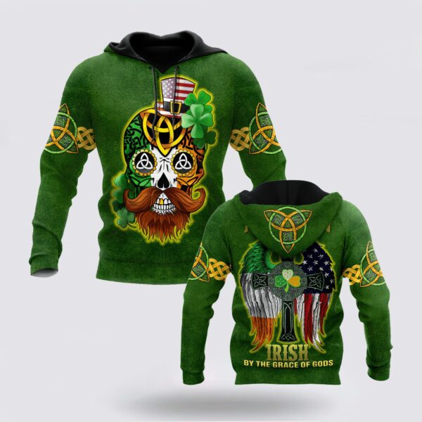 St Patrick’s Day Hoodie Irish American Skull St Patrick Day Unisex Shirts Hoodie 3D All Over Printed