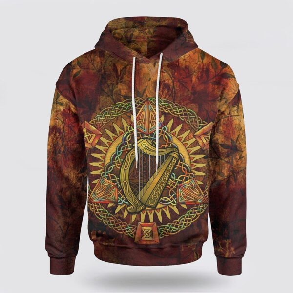 St Patrick’s Day Hoodie Arms Triangle Knotwork Autumn Irish St Patrick’s Day 3D All Over Print Hoodie